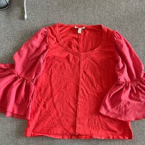 Bordeaux Anthropologie flutter sleeve top XXS